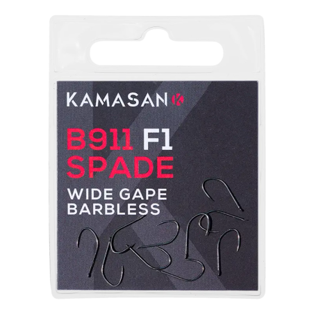 Size 16 B911 F1 Spade End Wide Gape Barbless Fine Wire Hooks Kamasan
