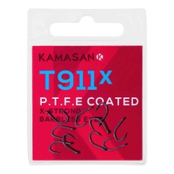 Size 12 Eyed Barbless T911 x P.T.F.E Coated X-Strong Hooks Kamasan