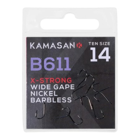 Size 14 B611 Spade End Wide Gape Barbless Hooks Kamasan