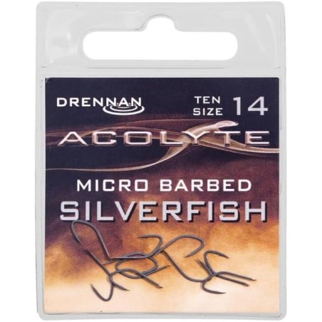 Size 14 Micro Barbed Spade End Silverfish Acolyte Hooks Drennan