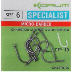 Size 6 Barbed Eyed Specialist Hooks Korum
