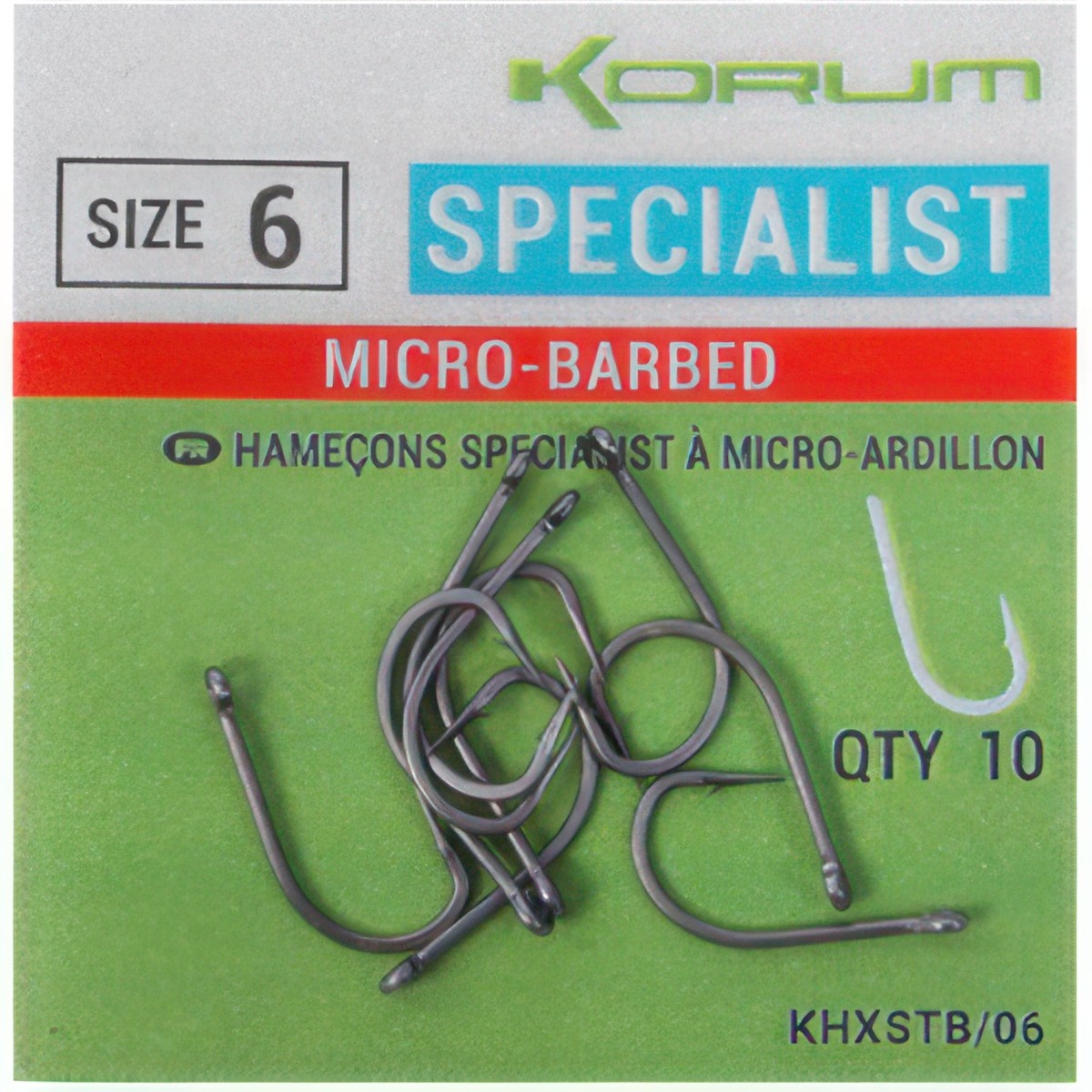 Size 6 Barbed Eyed Specialist Hooks Korum