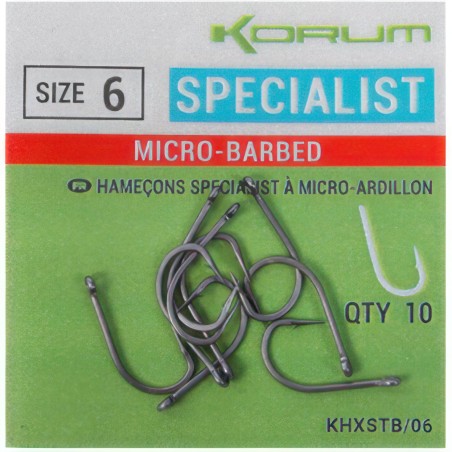 Size 6 Barbed Eyed Specialist Hooks Korum