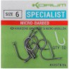 Size 6 Barbed Eyed Specialist Hooks Korum