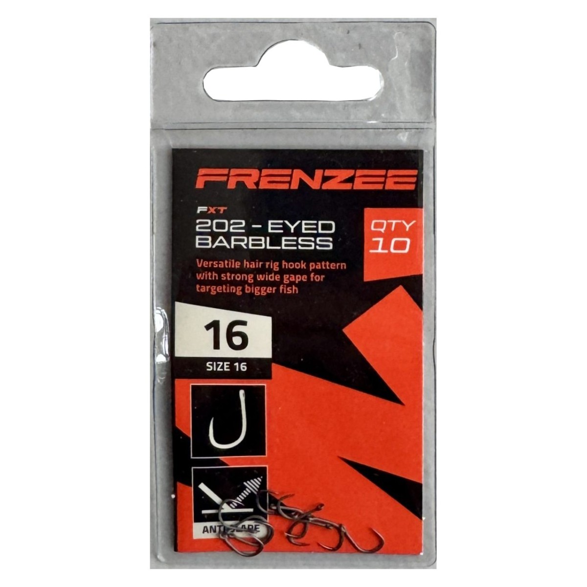 Size 16 Eyed Barbless 202 Hooks Frenzee FXT