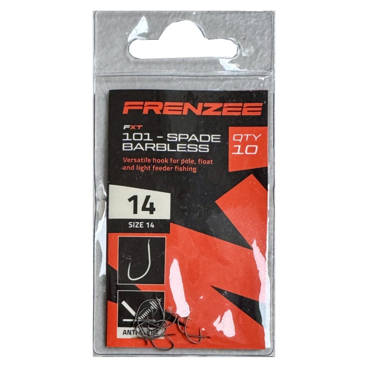 Size 14 Spade Barbless 101 Hooks Frenzee FXT