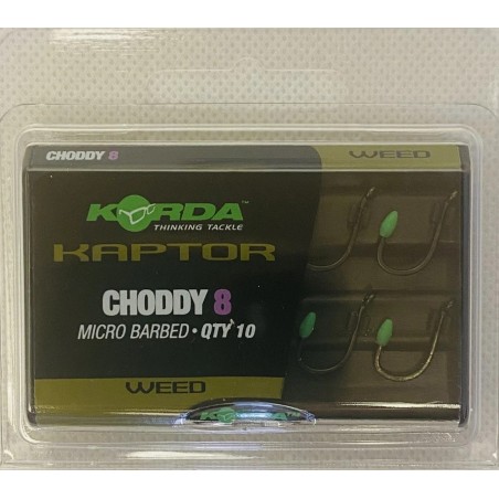 Size 8 Barbed Weed Green Korda Kaptor Choddy Hooks