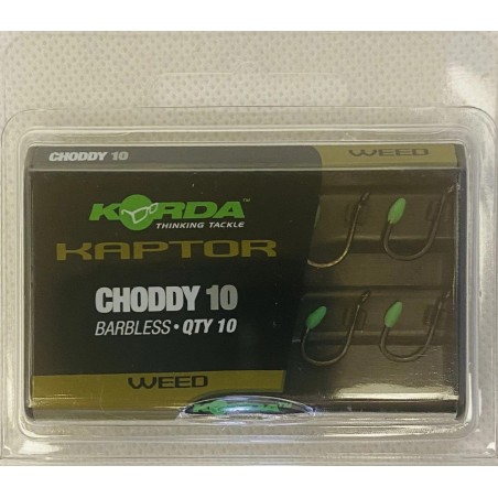 Size 10 Barbless Weed Green Korda Kaptor Choddy Hooks