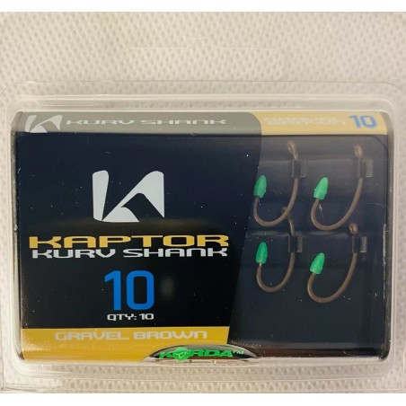 Size 10 Barbed Gravel Brown Korda Kaptor Kurv Shank Hooks