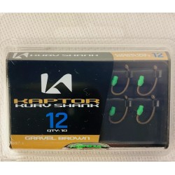 Size 12 Barbed Gravel Brown Korda Kaptor Kurv Shank Hooks