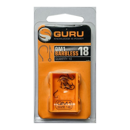 Size 18 Eyed Barbless Guru QM1 Hooks